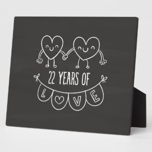 22. Jubiläum Geschenk Chalk Herzen Fotoplatte