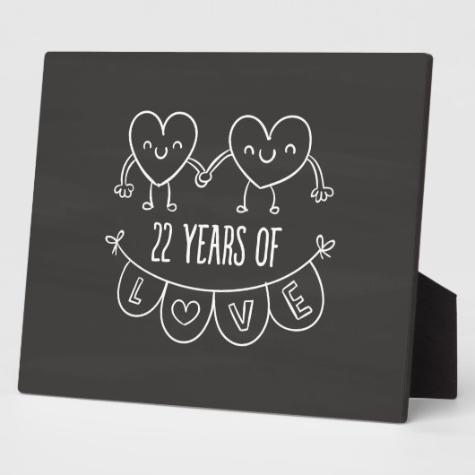 22. Jubiläum Geschenk Chalk Herzen Fotoplatte (Seite)