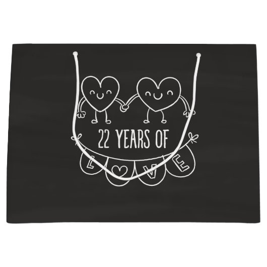 22. Jubiläum Geschenk Chalk Herzen Große Geschenktüte (Vorderseite)