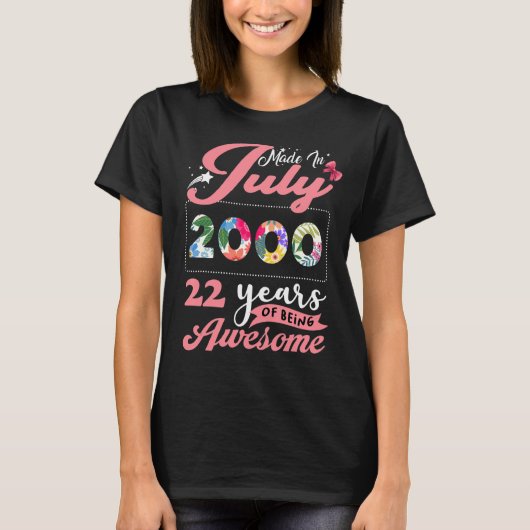 22. Juli Vintag 2000 22. Geburtstag T-Shirt (Vorderseite)