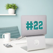 #22 Kundenspezifischer Schnitt Vinyl Aufkleber (Laptop auf Schreibtisch)