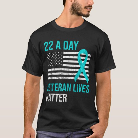 22 Militärischer Selbstmord Veteran PTSD Bewusstse T-Shirt (Vorderseite)