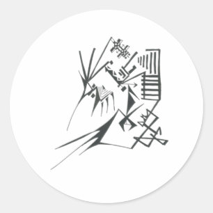 22 Schwarz-Weiß-Abstrakt-Tribal-Tattoo-Kunst Runder Aufkleber