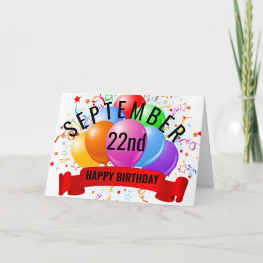 22. September Geburtstag Karte (Vorderseite)