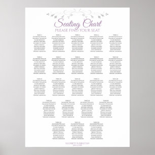 22 Tabelle Eleganter Lavendel Hochzeitssattel Poster