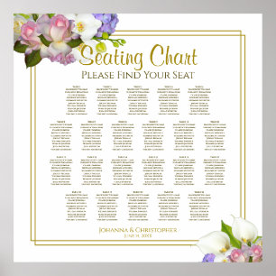 22 Tabelle Hochzeitskarte Gold & Rosa Blütenblätte Poster