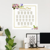 22 Tabelle Hochzeitskarte Gold & Rosa Blütenblätte Poster (Heimbüro)