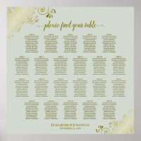 22 Tabelle Lacy Gold auf Sage Wedding Seating Char