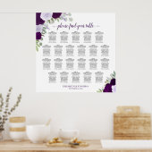 22 Tabelle Lila Boho Blumenzettel Poster (Küche)