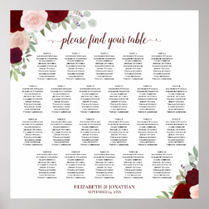 22 Tabelle Rot und Rosa Blumenkarte Poster