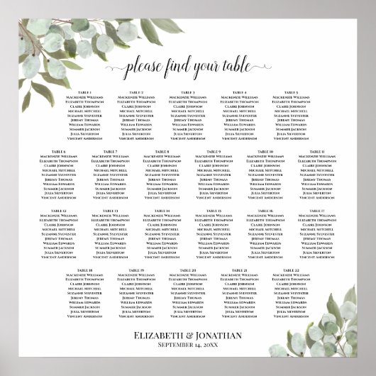 22 Tabelle Rustikale Eukalyptus Hochzeitstabelle Poster (Vorne)