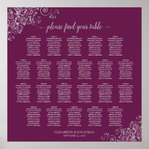 22 Tabelle Silver Cassis Seating Chart Poster