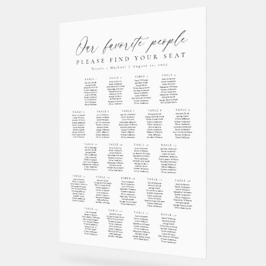 22 Tables Favorite People Acrylic Seating Chart Acrylschild (Winkel)