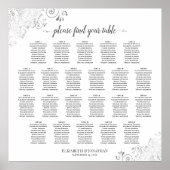 22 Tafellacy Silver White Wedding Seating Chart Poster (Vorne)