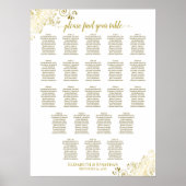 22 Tischdecken für Hochzeitssitze, weiß und goldfa Poster (Vorne)