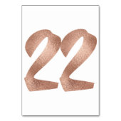22 Tischnummern Weißes Metallisches Rosengold (Vorderseite)