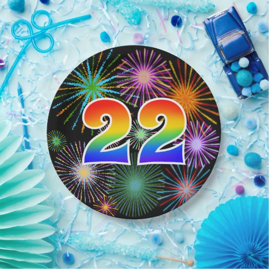 22. Veranstaltung - Spaß, farbenfroh, kühl, Regenb Pappteller (Party)