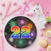 22. Veranstaltung - Spaß, farbenfroh, kühl, Regenb Pappteller (Party)