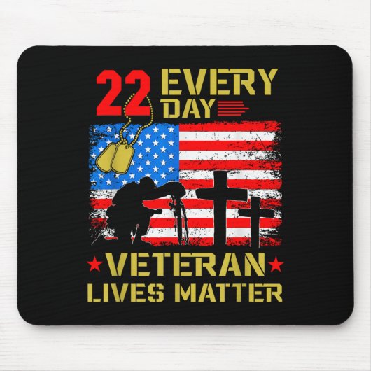 22 Veterans A Day Veteran Suicide Prevention Aware Mousepad (Vorne)