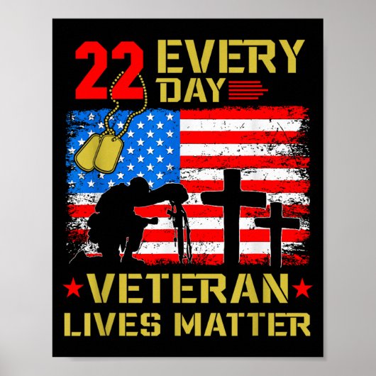 22 Veterans A Day Veteran Suicide Prevention Aware Poster (Vorne)