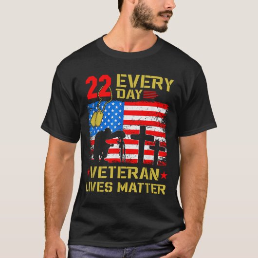 22 Veterans A Day Veteran Suicide Prevention Aware T-Shirt (Vorderseite)