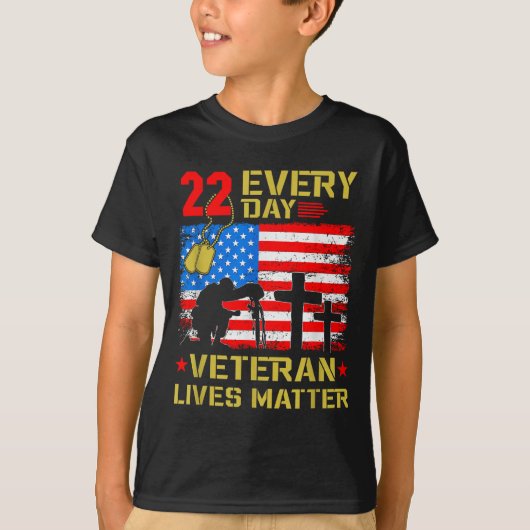 22 Veterans A Day Veteran Suicide Prevention Aware T-Shirt (Vorderseite)