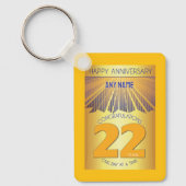 22 Year Sober Anniversary | Golden Ray 12 Step Schlüsselanhänger (Vorderseite)
