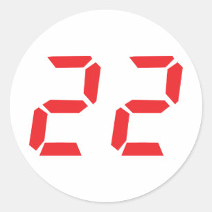 22 zweiundzwanzig digitale Zahl des Rot-Weckers Runder Aufkleber