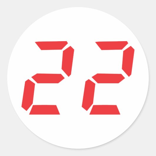 22 zweiundzwanzig rote Wecker digitale Nummer Runder Aufkleber (Vorderseite)