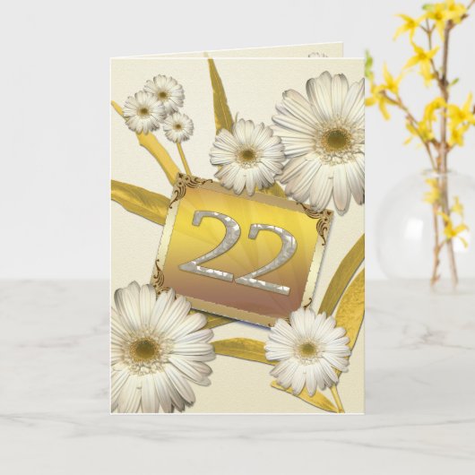 22nd Birthday card with daisies. Karte (Gelbe Blume)
