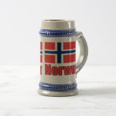 22oz blauer/grauer Stein Norwegen \ Flagge Bierglas (VorderseiteRechts)