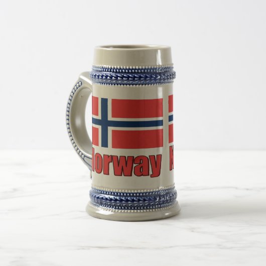 22oz blauer/grauer Stein Norwegen \ Flagge Bierglas (Vorderseite Links)