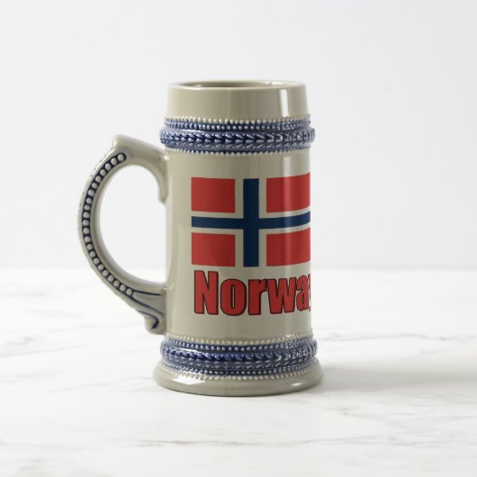 22oz blauer/grauer Stein Norwegen \ Flagge Bierglas (Links)