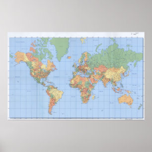 22x34 Weltkarten, gedrucktes Kartenplakat Poster