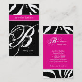 232 Animal Business Card Zebra Beauty Salon Pink Visitenkarte (Vorne/Hinten)