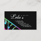 232 Animal Business Zebra Nail Salon Pink Blue Gr Visitenkarte (Rückseite)