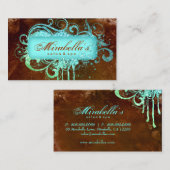 232 Grunge Glitzer Salon Wellness-Center Brown Blu Visitenkarte (Vorne/Hinten)