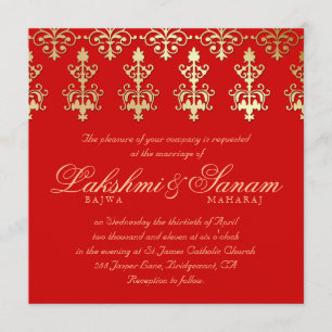 232 Indische Hochzeitseinladung Damast Gold Herbst Einladung
