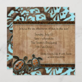 232 Luau Party Einladung Turtle Blue Brown (Vorne/Hinten)