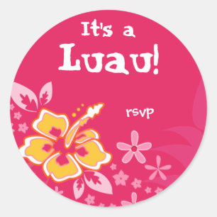 232 Luau Party UAWG Stickers Hibiskus Pink