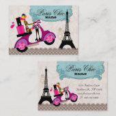 232 Nail Salon Scooter Paris Eiffel Tower Visitenkarte (Vorne/Hinten)