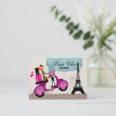 232 Nail Salon Scooter Paris Eiffel Tower Visitenkarte (Stehend Vorderseite)