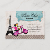 232 Nail Salon Scooter Paris Eiffel Tower Visitenkarte (Rückseite)