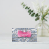 232 Schein-Schmuckzebra-Rosa-Silber Visitenkarte (Stehend Vorderseite)