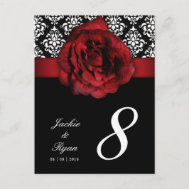 232 Tischnummer Postkarte Rote Rose Damask Floral