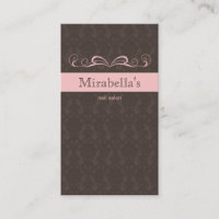 232 Visitenkarte-Damast-Strudel-Rosa Brown