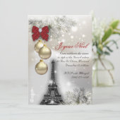 232 Weihnachten Paris-Karte Eiffelturm Schnee Einladung (Stehend Vorderseite)