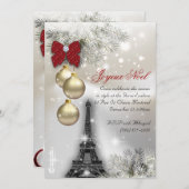 232 Weihnachten Paris-Karte Eiffelturm Schnee Einladung (Vorne/Hinten)