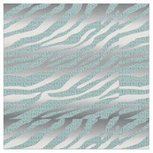 232 ZEbra-Glitzer-Silber-aquamarines blaues Stoff