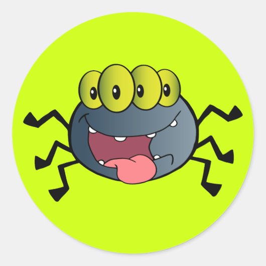 _2387-Happy-Spider-Cartoon-HAPPY CARTOON Runder Aufkleber (Vorderseite)